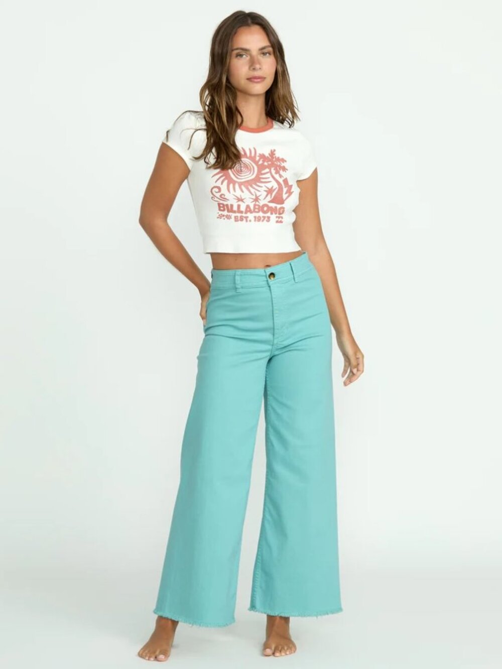Billabong Free Fall High-Waist Twill Pants - Misty Blue - Picture 4 of 9